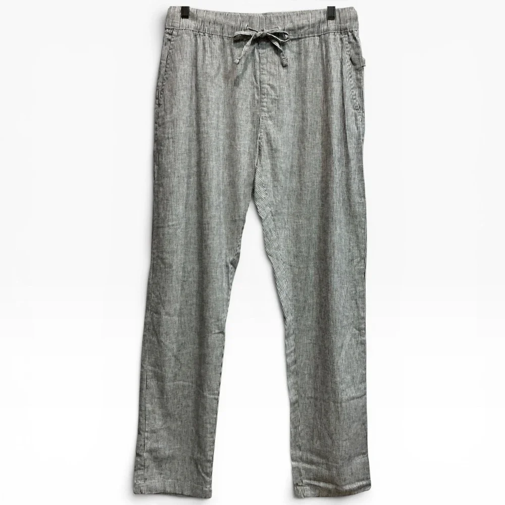 Onia Air Linen Railroad Stripe Drawstring Pants Relaxed Fit Mens Lightweight M